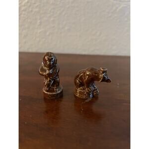 Vintage Wade Whimsies Brown Bear & Seal Figurines Lot England Porcelain Mini